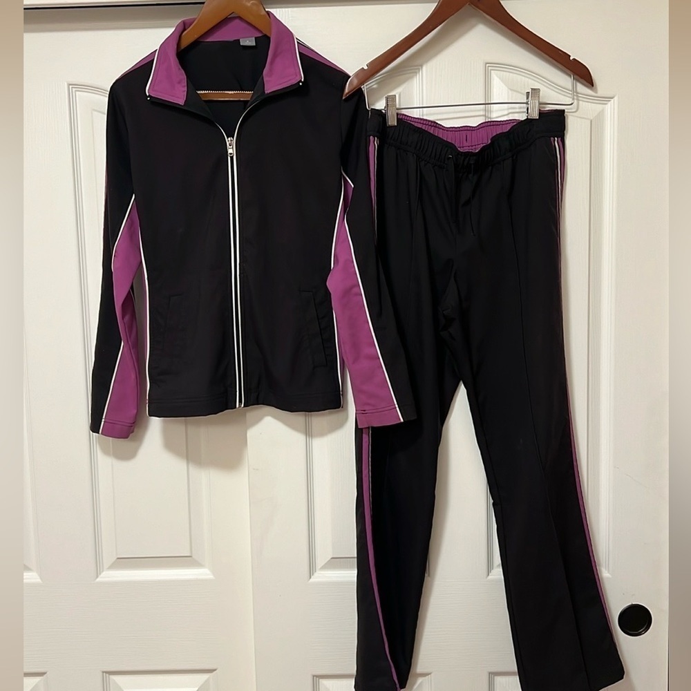 Y2K Vintage SB Active Tracksuit - Purple Black - Top Med / Pants Small